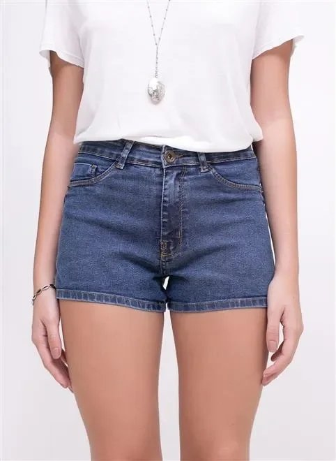 short cintura média em jeans short cintura média em jeans