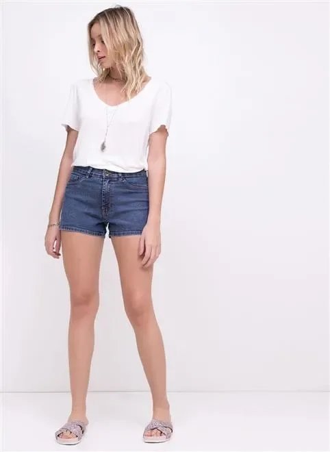 short cintura média em jeans short cintura média em jeans