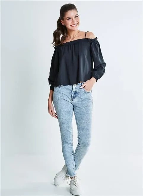 blusa ml ombros de fora franzido blusa ml ombros de fora franzido