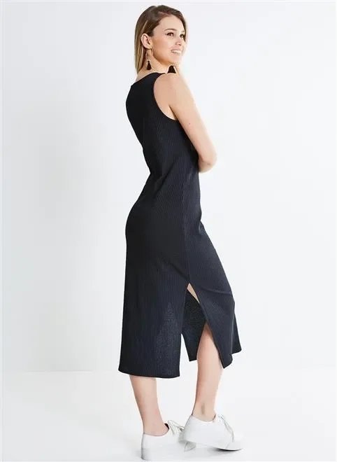 vestido solo midi canelado vestido solo midi canelado