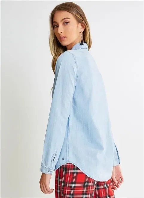 camisa jeans ml comfort basica camisa jeans ml comfort basica