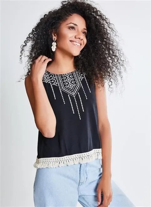 regata étnica com renda na barra regata étnica com renda na barra