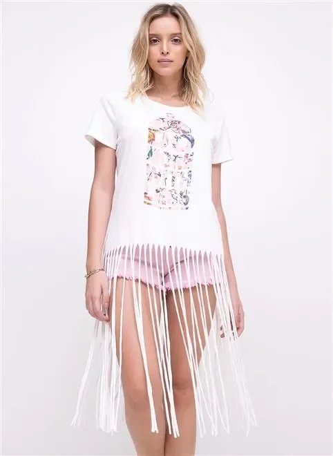 blusa com franjas longas blusa com franjas longas