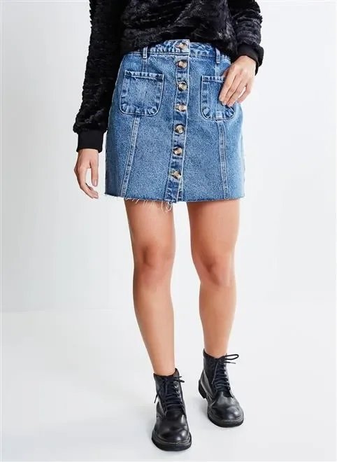 saia jeans cm botão tartaruga saia jeans cm botão tartaruga