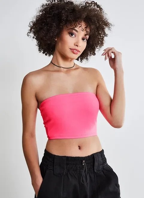 top faixa rosa neon top faixa rosa neon
