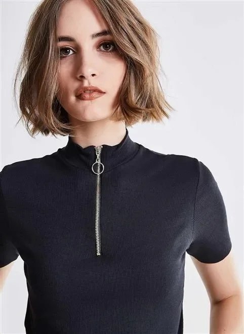 blusa gola zíper redondo blusa gola zíper redondo