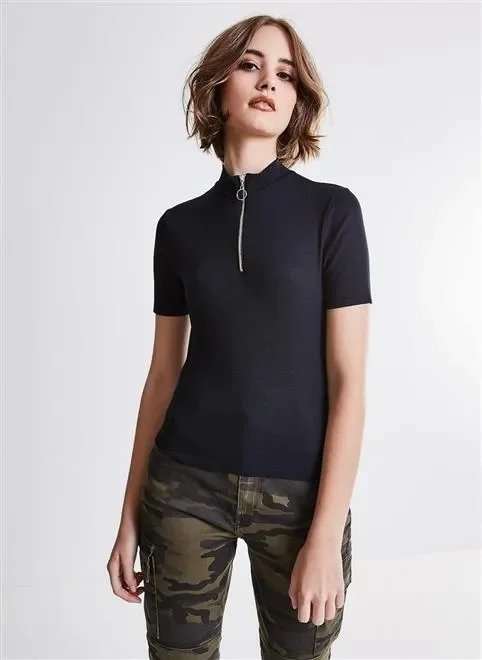 blusa gola zíper redondo blusa gola zíper redondo