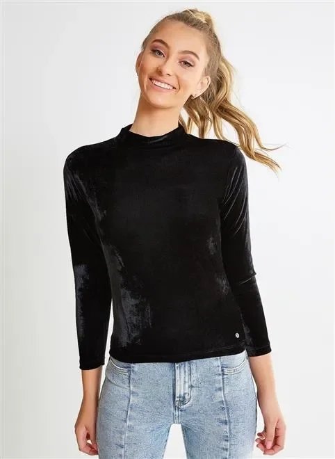 blusa ml justa veludo gola alta blusa ml justa veludo gola alta