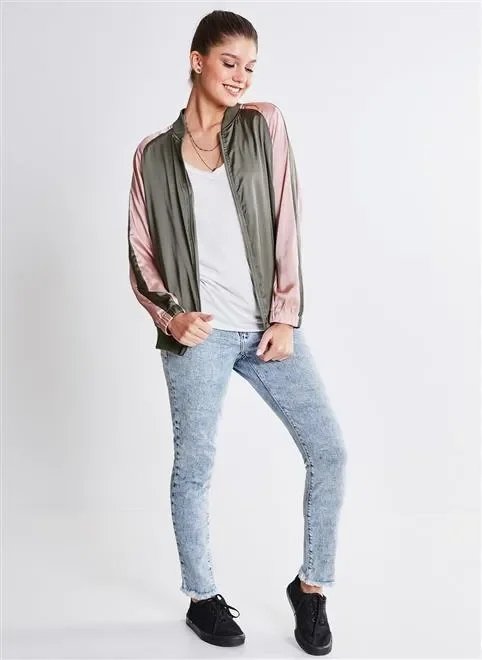 jaqueta bomber cetim bicolor jaqueta bomber cetim bicolor