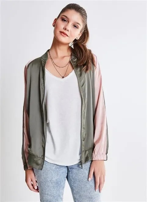 jaqueta bomber cetim bicolor jaqueta bomber cetim bicolor