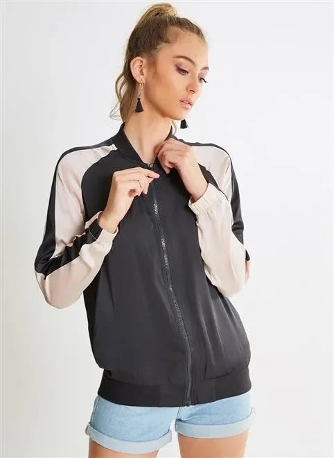 jaqueta bomber cetim bicolor jaqueta bomber cetim bicolor