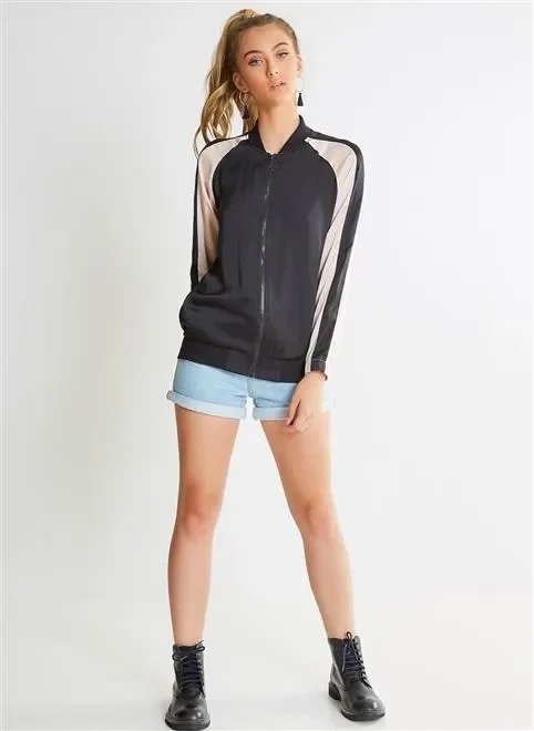 jaqueta bomber cetim bicolor jaqueta bomber cetim bicolor