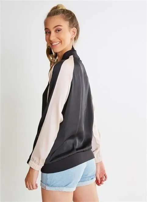 jaqueta bomber cetim bicolor jaqueta bomber cetim bicolor