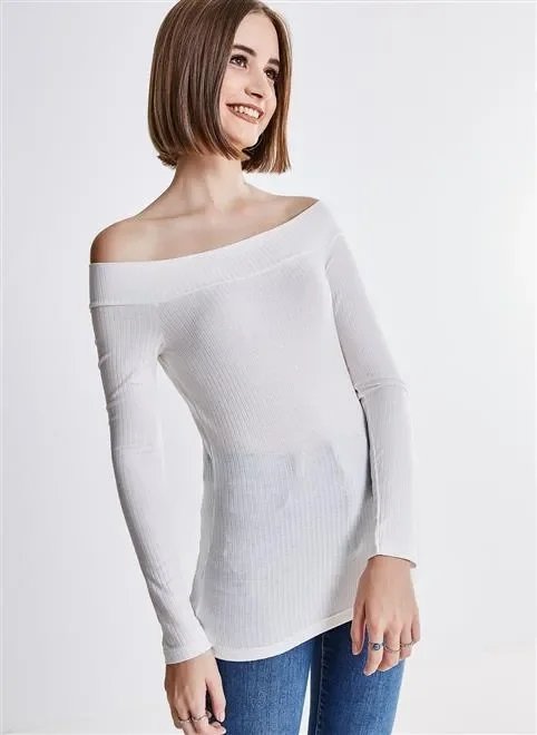 blusa solo ml ombro a ombro canelado blusa solo ml ombro a ombro canelado