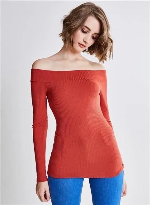 blusa solo ml ombro a ombro canelado blusa solo ml ombro a ombro canelado