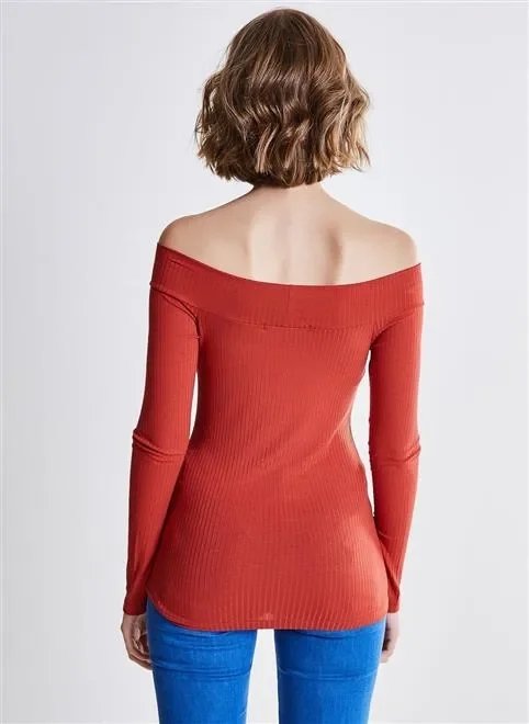 blusa solo ml ombro a ombro canelado blusa solo ml ombro a ombro canelado