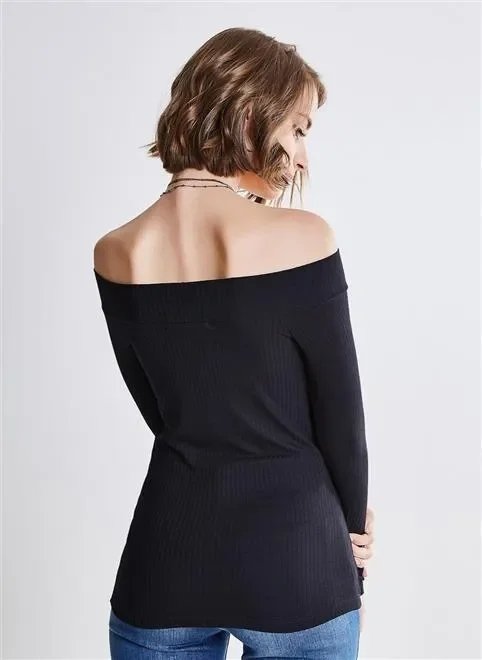 blusa solo ml ombro a ombro canelado blusa solo ml ombro a ombro canelado