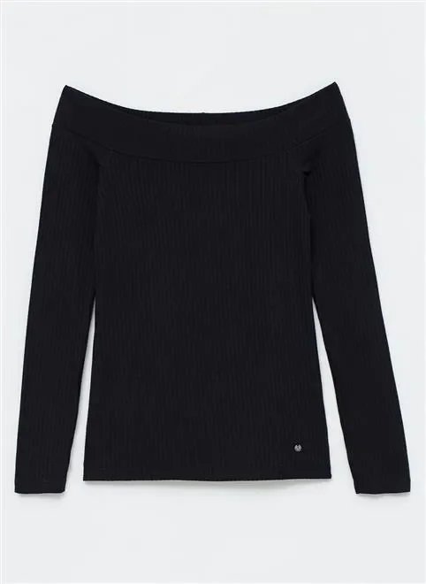 blusa solo ml ombro a ombro canelado blusa solo ml ombro a ombro canelado