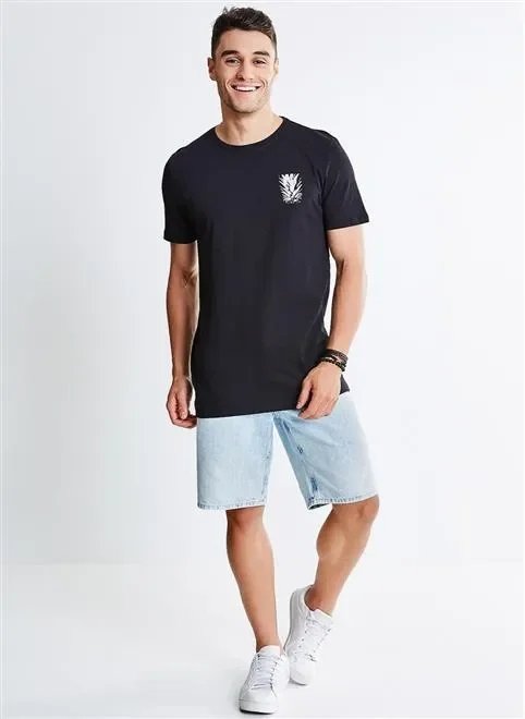 bermuda regular laser listras bermuda regular laser listras