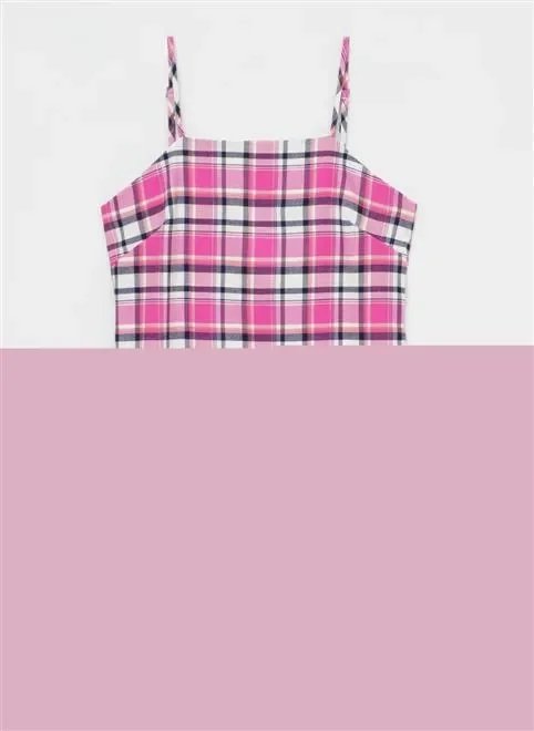 vestido tubo alcinha xadrez rosa vestido tubo alcinha xadrez rosa