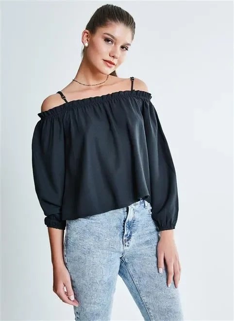blusa ml ombros de fora franzido blusa ml ombros de fora franzido