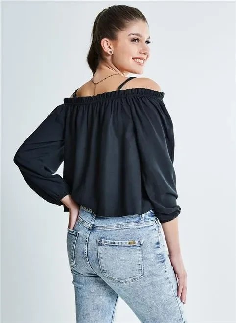 blusa ml ombros de fora franzido blusa ml ombros de fora franzido