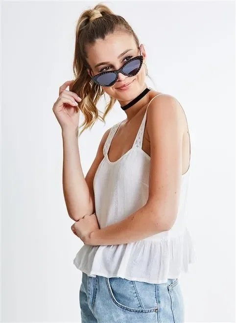 regata listra lurex e renda regata listra lurex e renda