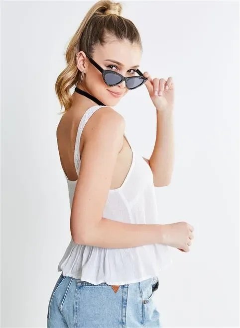 regata listra lurex e renda regata listra lurex e renda