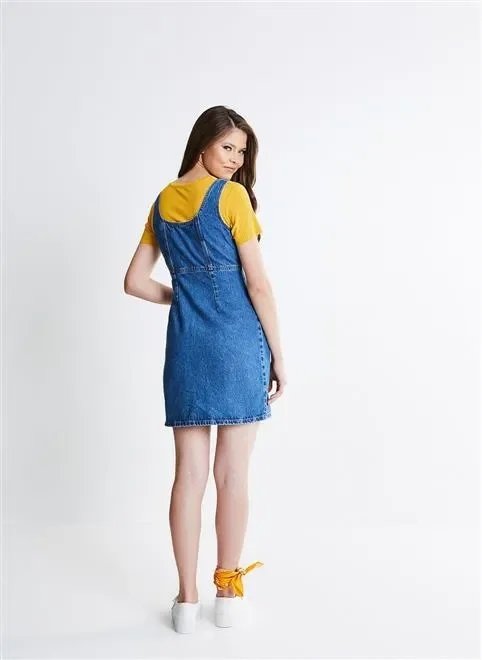 vestido jeans botoes e recortes vestido jeans botoes e recortes