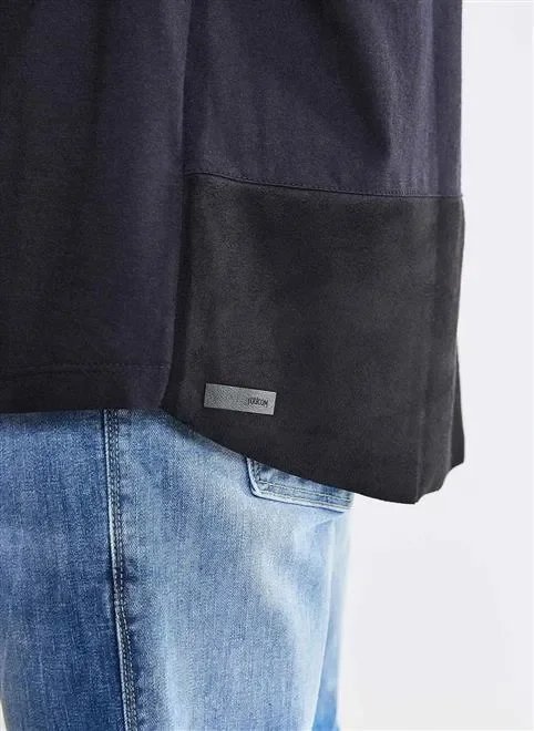 camiseta alongada detalhe sued camiseta alongada detalhe sued