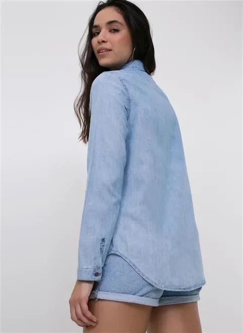 camisa jeans ml comfort basica camisa jeans ml comfort basica